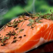 Cooked salmon with herbs