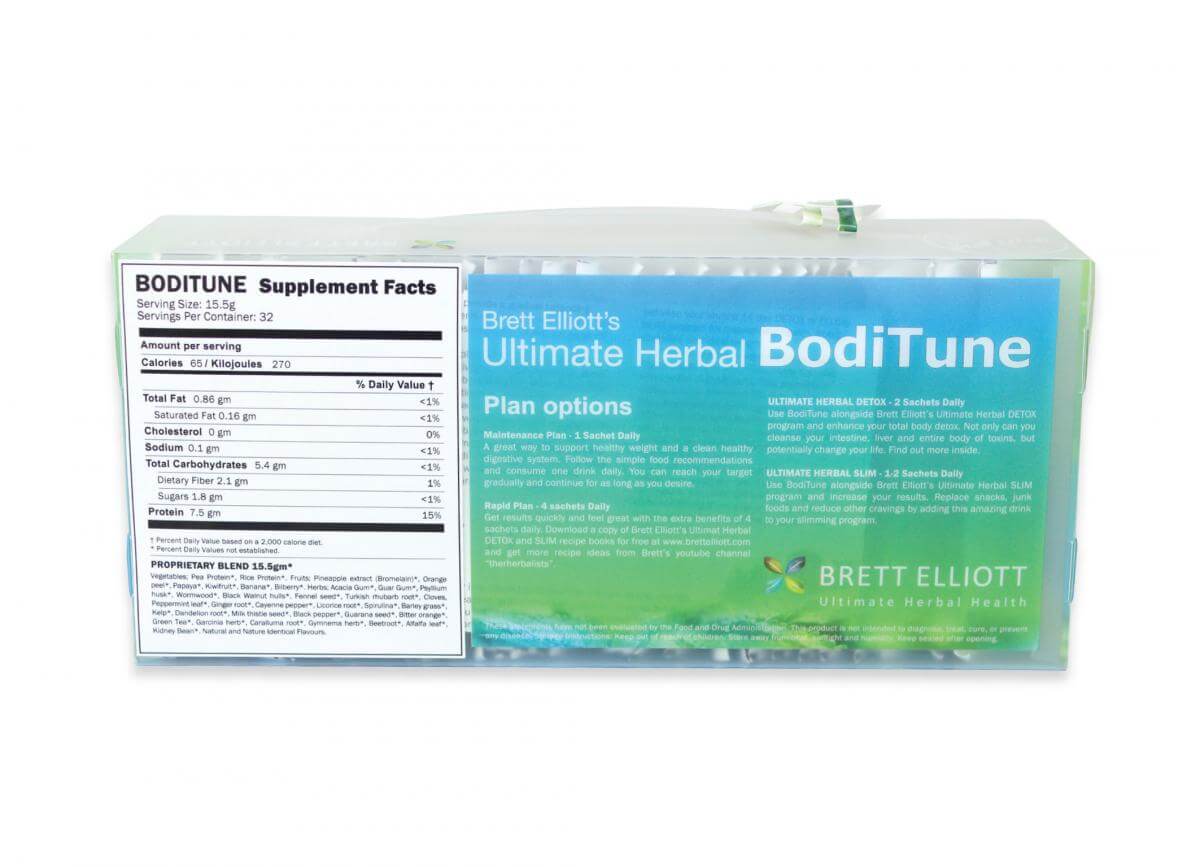 BodiTune Sachet Back of Box