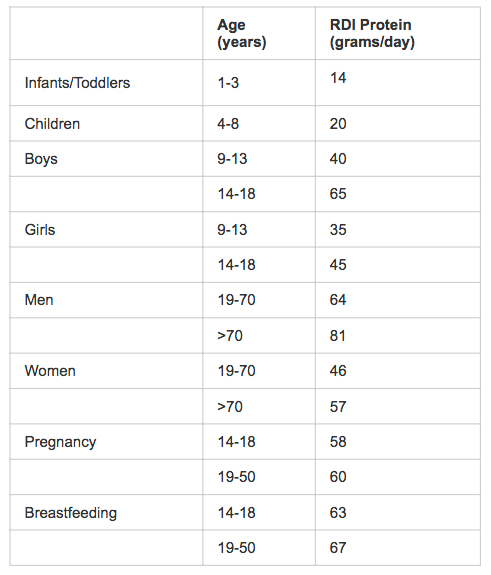 protein needs chart