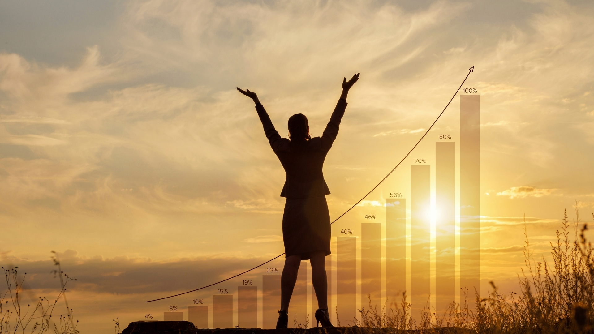 woman raising her two hands