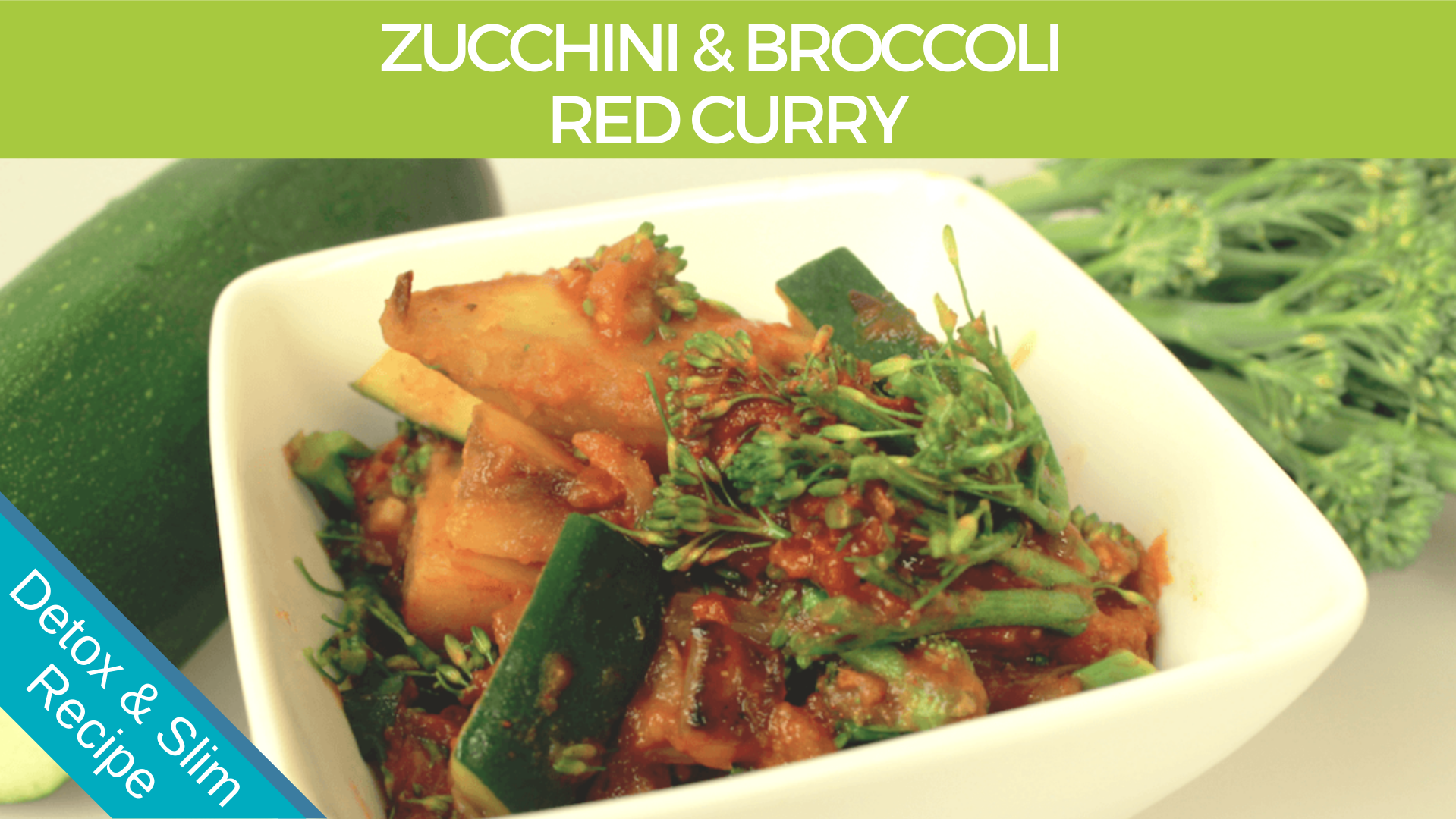 Zucchini and Broccoli Red Curry In A Bowl