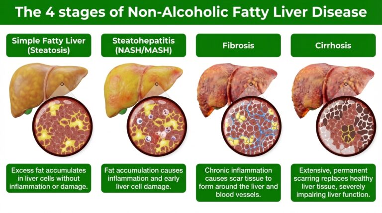 The 4 stages of Non-Alcoholic Fatty Liver Disease