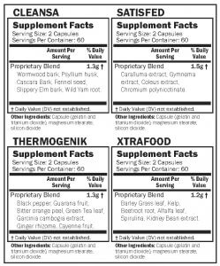 Supplement facts for the Ultimate Herbal Slim program