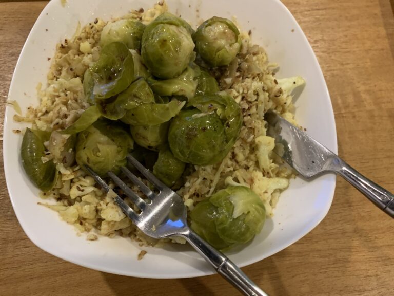 Cauliflower Rice with Brussel Sprouts Salad