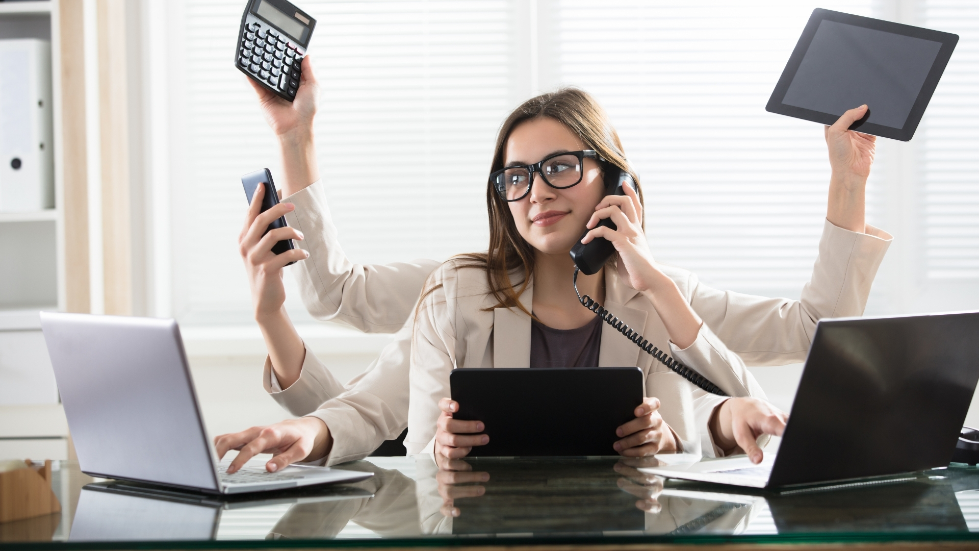 Woman Multitasking