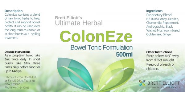 ColonEze - Bowel Tonic Formulation 500ml Label