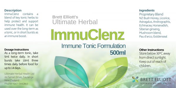 Immuclenz Immune Tonic Formulation 500ml Label