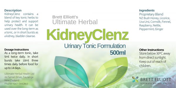 KidneyClenz - Kidney Tonic Formulation 500ml Label